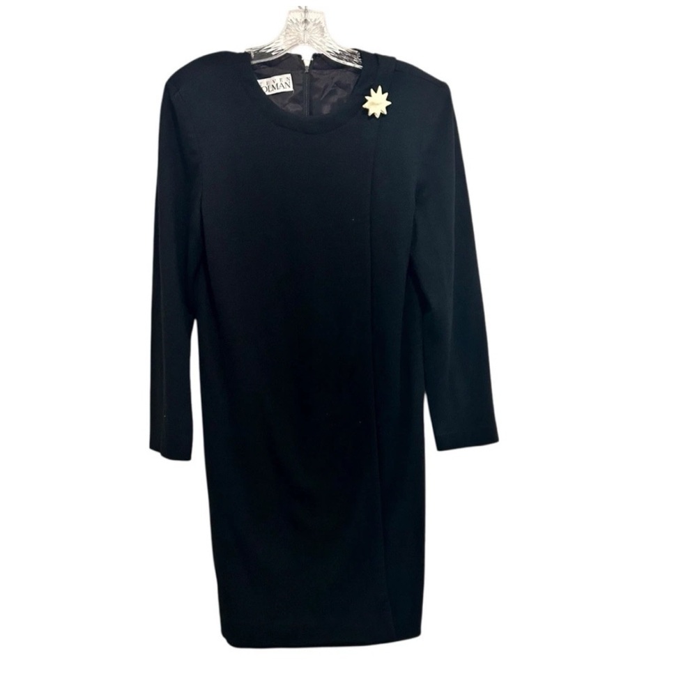 Steven Stolman Vintage 100% Wool Black Sheath Dress Women's Size 10 Evening